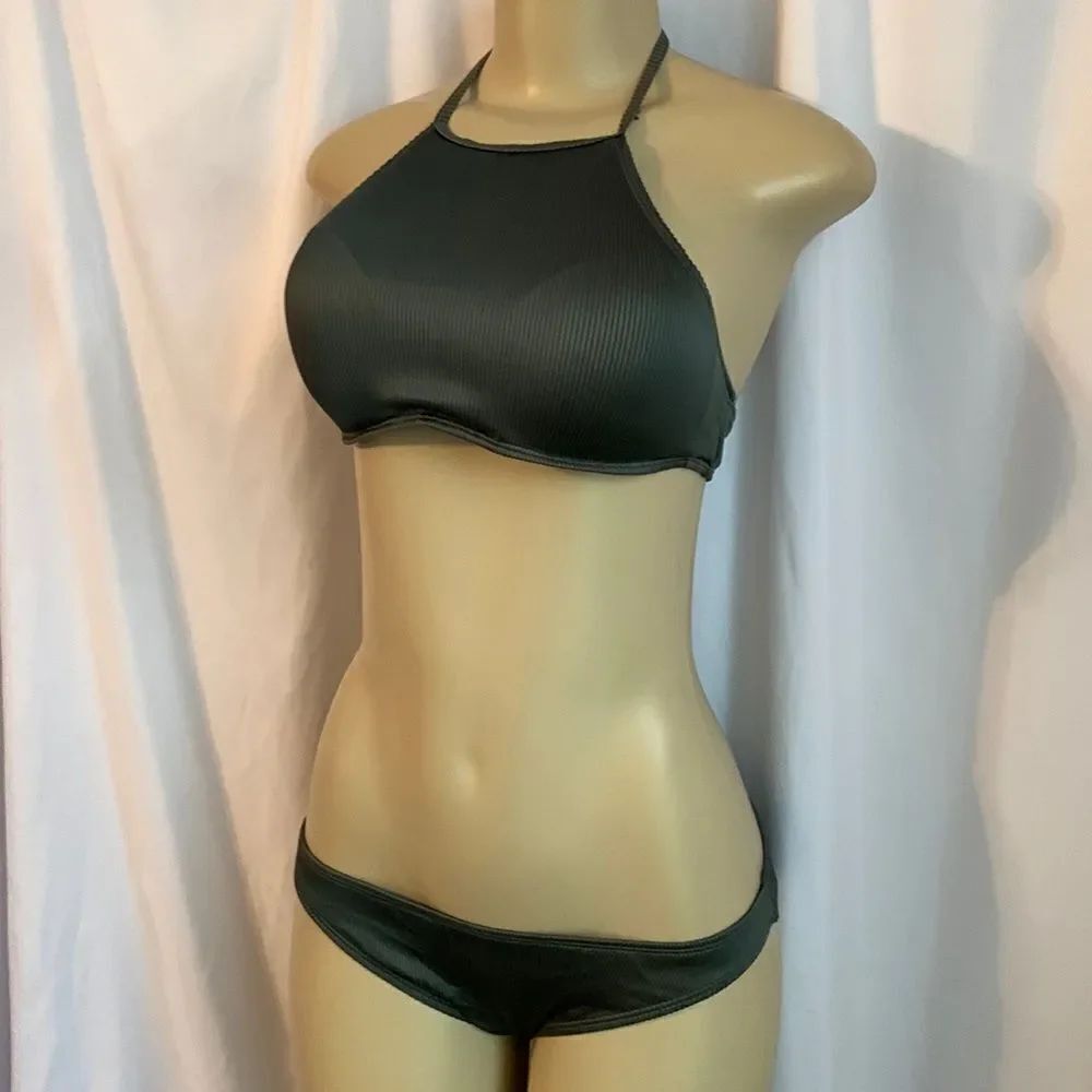 Highneck padded Designer Bikini Swimsuit Swimwear Green